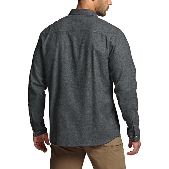 Mens Suede Grey Cotton Flannel Shirt Long Sleeve Casual Outdoor Plaid - Picture 4 of 9